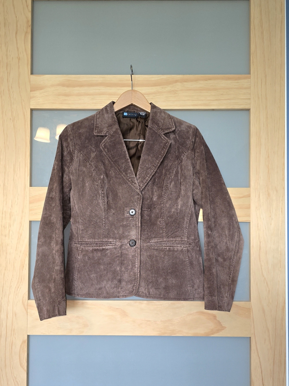 Relativity Brown Suede Two-Button Blazer Jacket